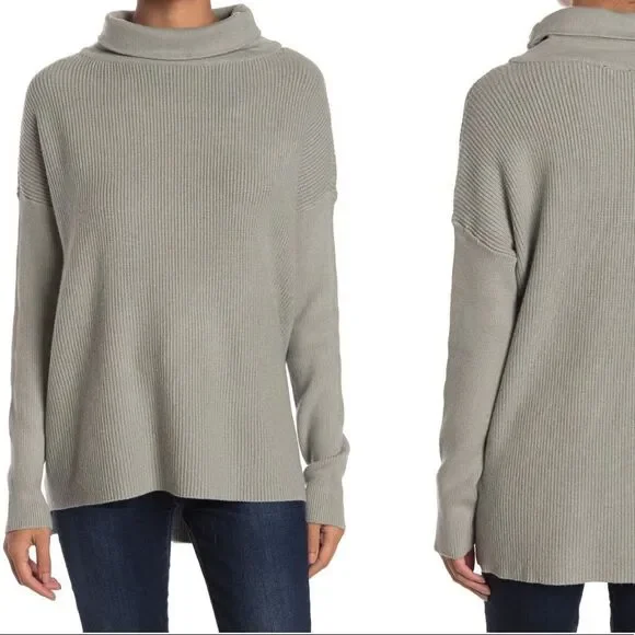 Cyrus Gray Turtleneck Top Medium Sweater Rib Pullover Casual Cozy Cottagecore - Picture 2 of 3